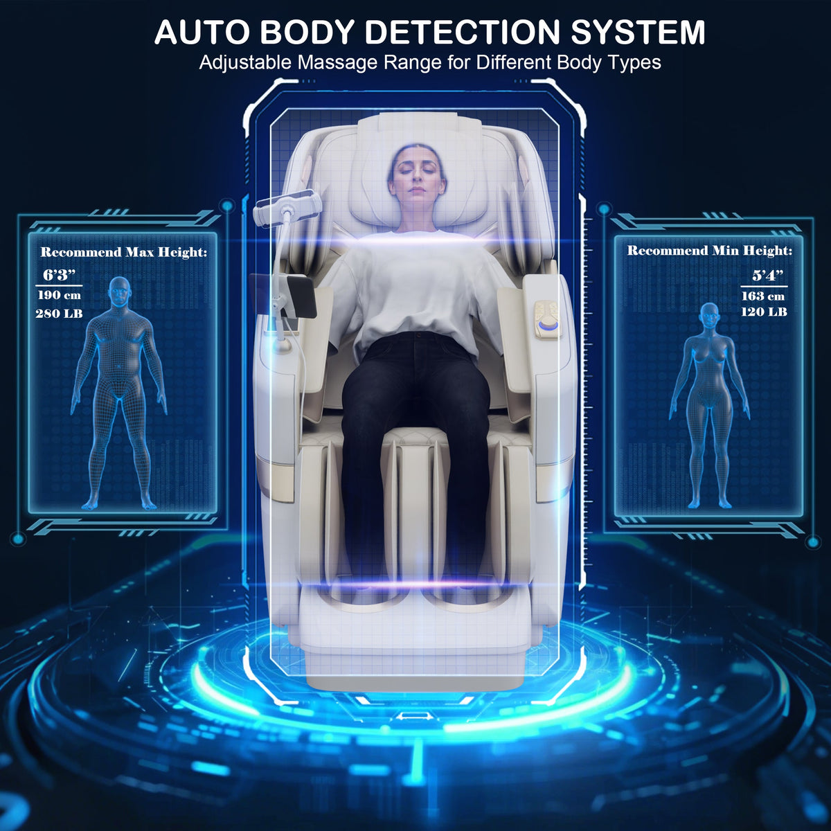 KoziSense KZ-313 Heated Jade Stone Massage Chair | 3D Full Body| Zero Gravity| Back Pain Relief| Heat Therapy (White)