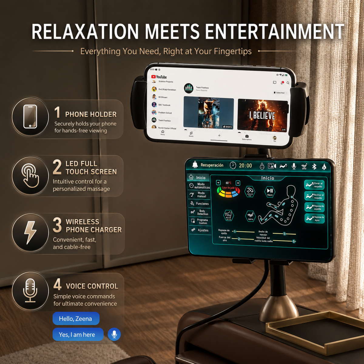 KoziSense KZ-313 Heated Jade Stone Massage Chair | 3D Full Body| Zero Gravity| Back Pain Relief| Heat Therapy