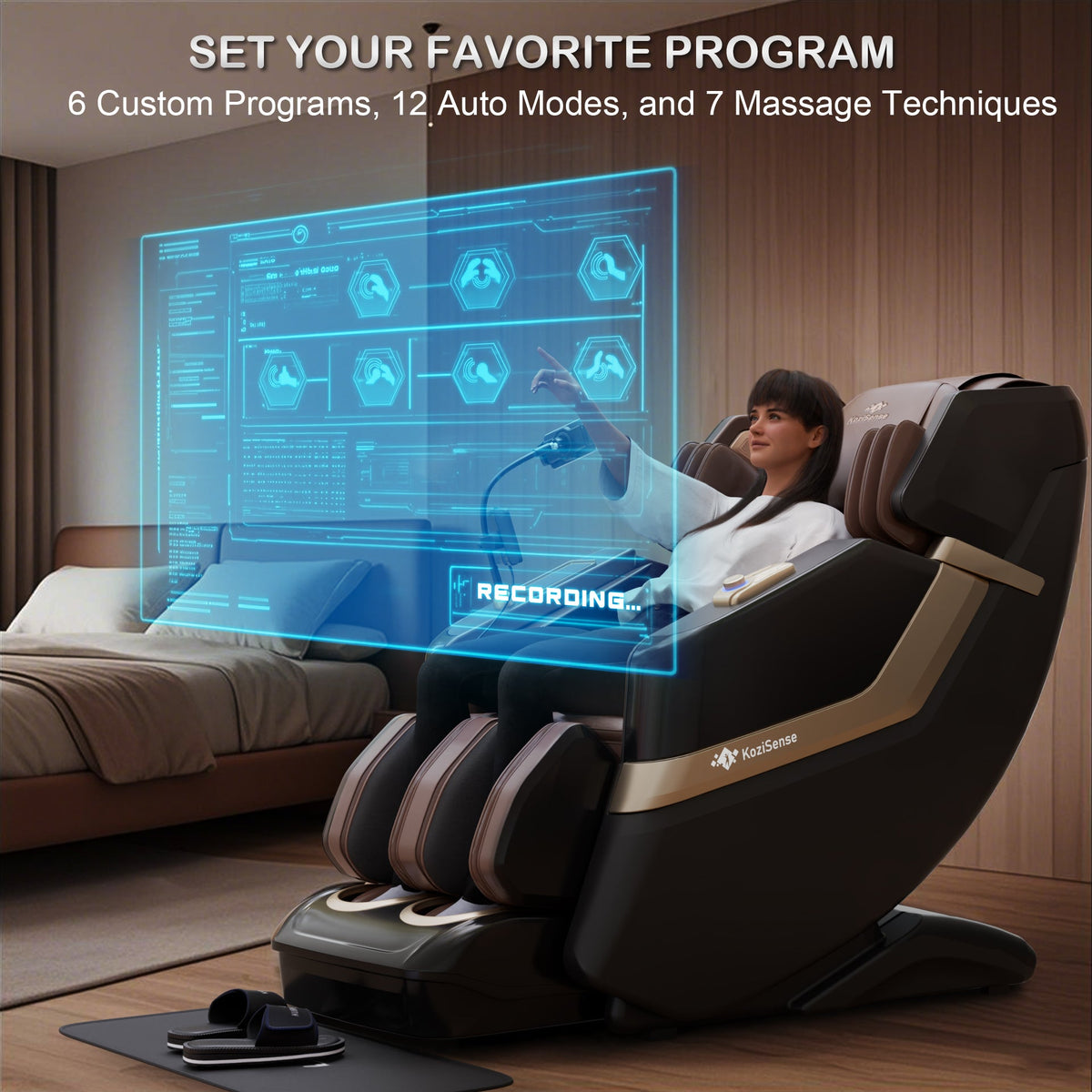 KoziSense KZ-313 Heated Jade Stone Massage Chair | 3D Full Body| Zero Gravity| Back Pain Relief| Heat Therapy