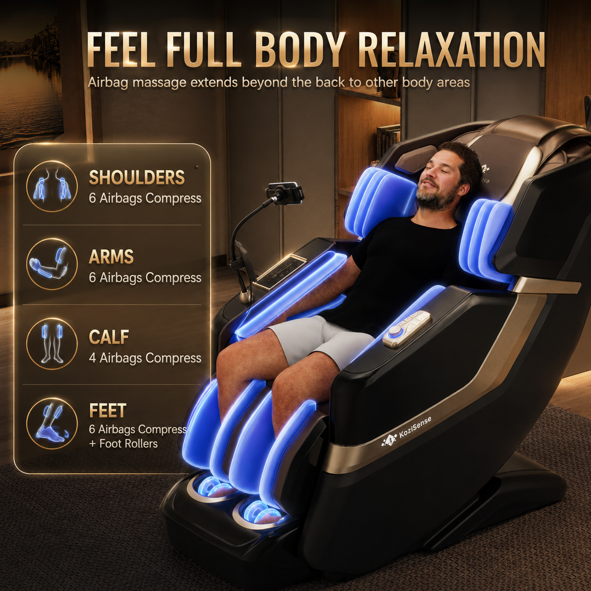 KoziSense KZ-313 Heated Jade Stone Massage Chair | 3D Full Body| Zero Gravity| Back Pain Relief| Heat Therapy