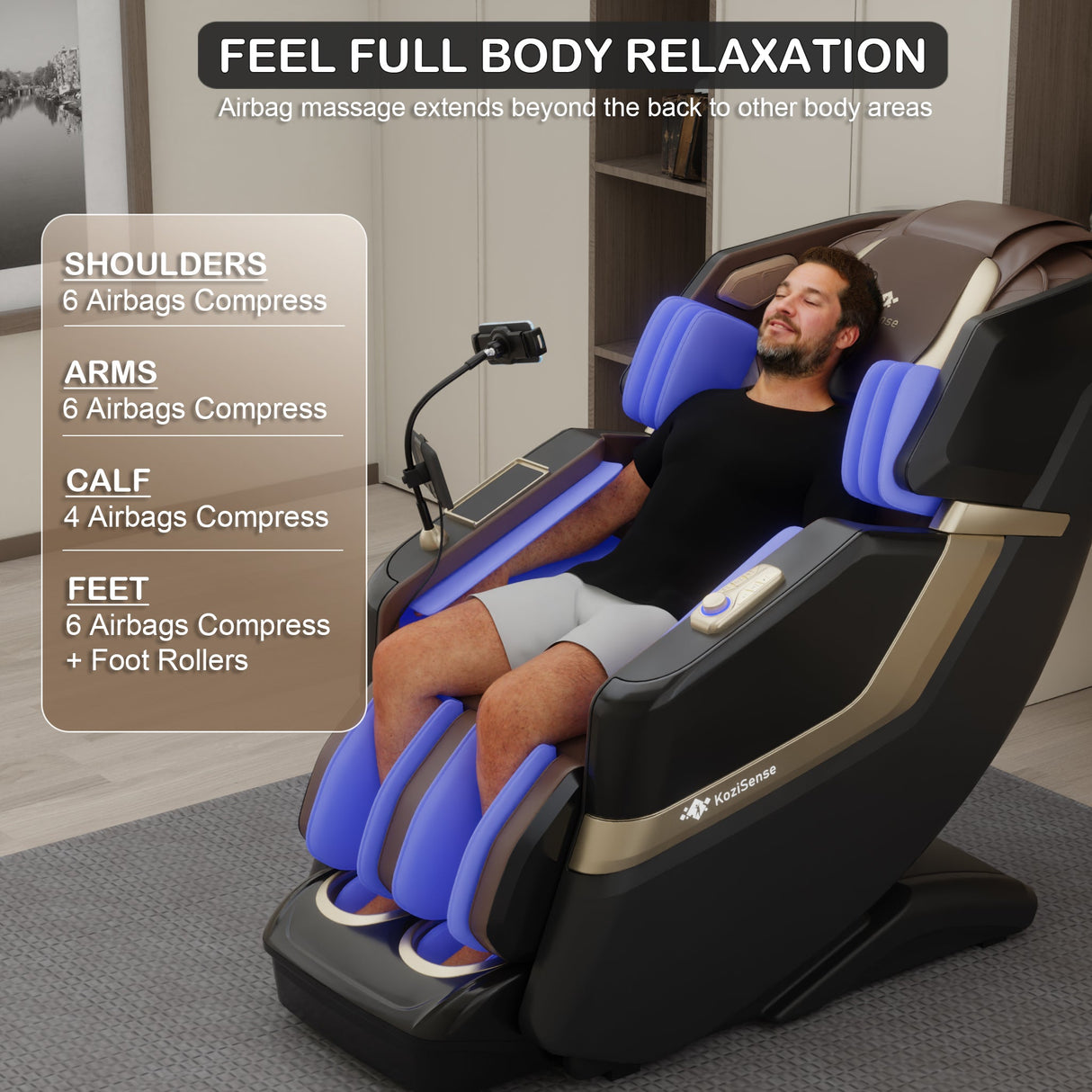 KoziSense KZ-313 Heated Jade Stone Massage Chair | 3D Full Body| Zero Gravity| Back Pain Relief| Heat Therapy