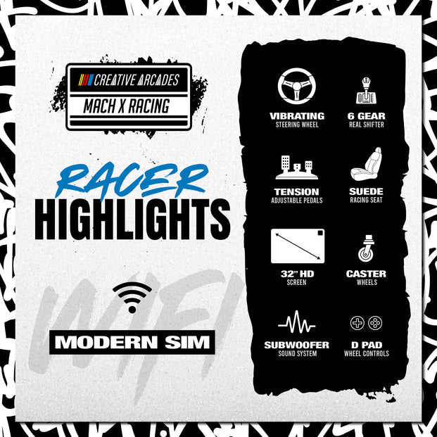 Modern Racing Sim Machine | Wifi Compatible Sim Racing Arcade