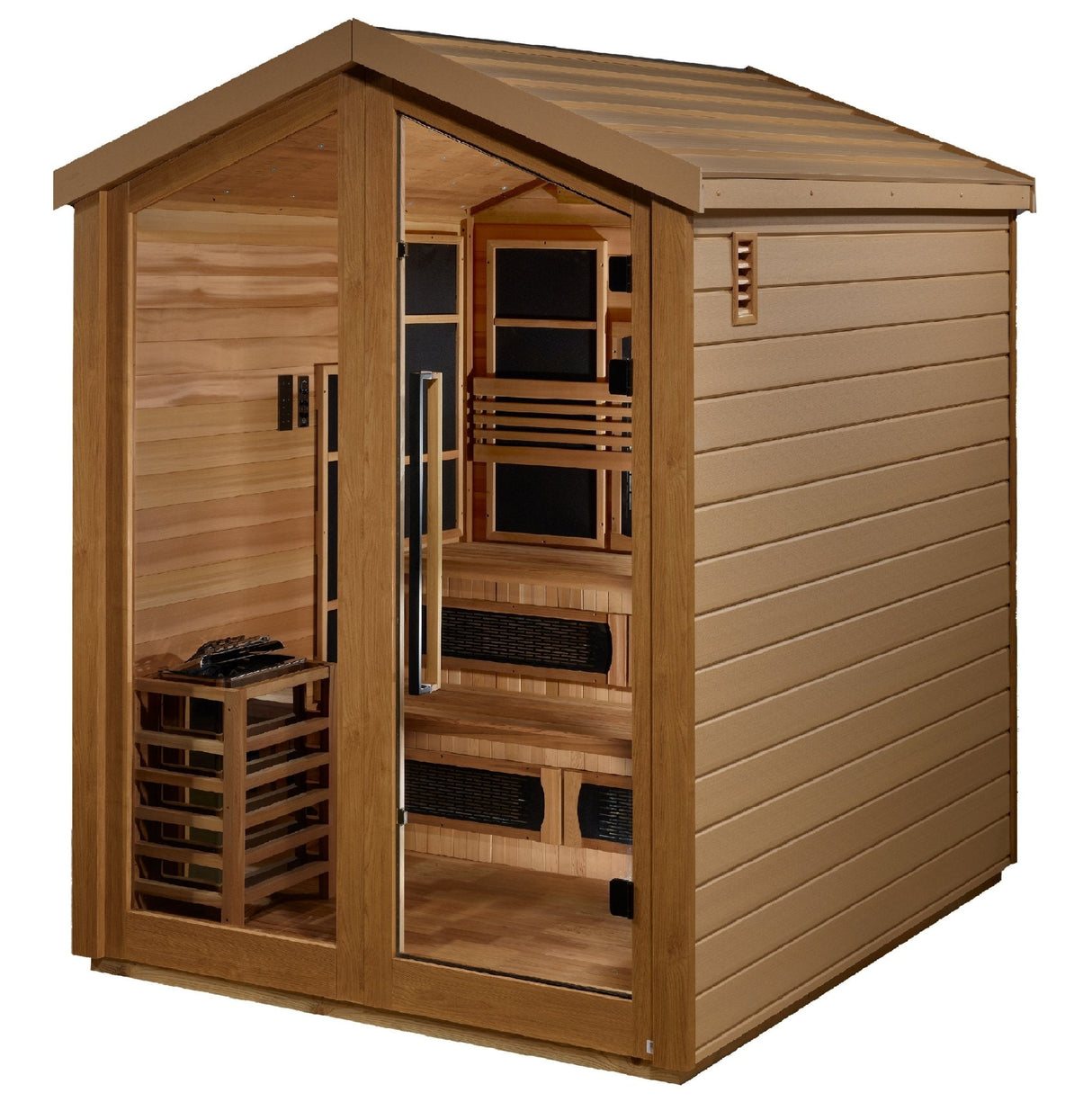 Golden Designs Loviisa 3 Person Hybrid Outdoor Sauna – Canadian Red Cedar Interior