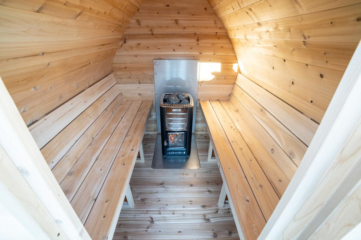LeisureCraft CT MiniPOD Outdoor Sauna – 3-4 Person Cabin Sauna with Premium Cedar