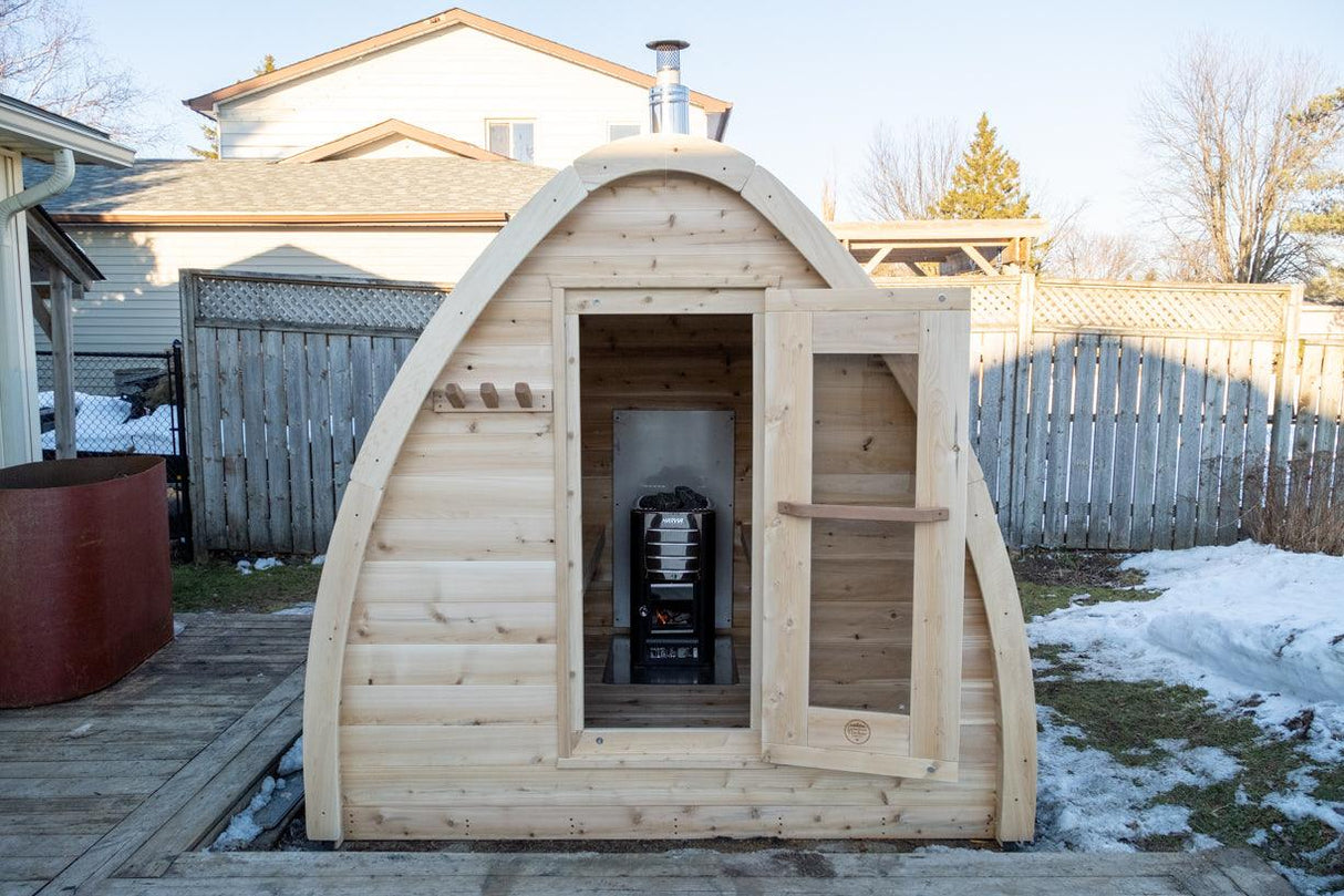 LeisureCraft CT MiniPOD Outdoor Sauna – 3-4 Person Cabin Sauna with Premium Cedar