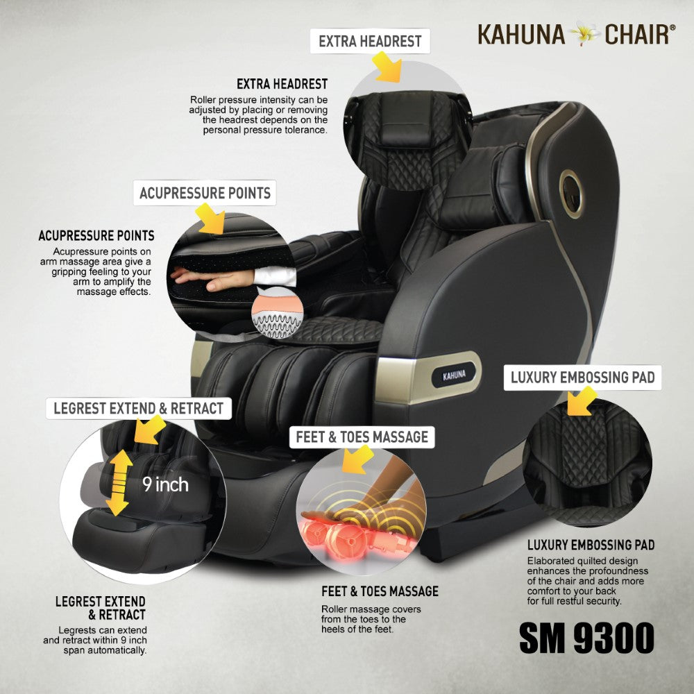 Kahuna Chair SM-9300 Premium 4D Massage Chair with Body Scan & Dual Heating