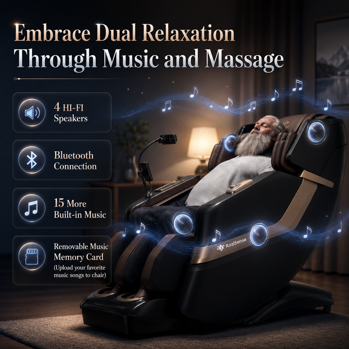 KoziSense KZ-313 Heated Jade Stone Massage Chair | 3D Full Body| Zero Gravity| Back Pain Relief| Heat Therapy