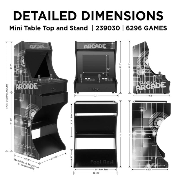 2P Mini Arcade Machine - 19" LCD | Portable Tabletop Arcade
