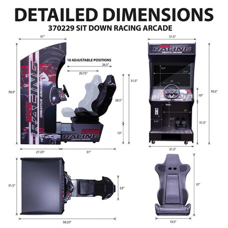 Racing Rampage | Set of 2 or 3 Sit Down Racing Arcade Machines | 177-205 Classic Racing Games OR Wifi Compatible to Connect Endless Games | FREE Link-Tech System