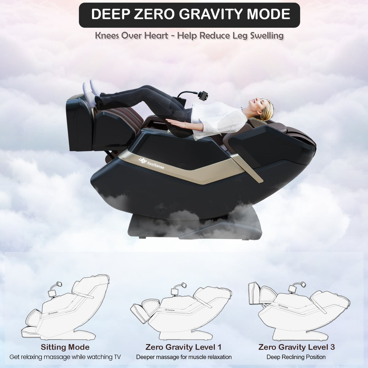 KoziSense KZ-313 Heated Jade Stone Massage Chair | 3D Full Body| Zero Gravity| Back Pain Relief| Heat Therapy