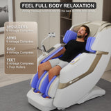 KoziSense KZ-313 Heated Jade Stone Massage Chair | 3D Full Body| Zero Gravity| Back Pain Relief| Heat Therapy (White)