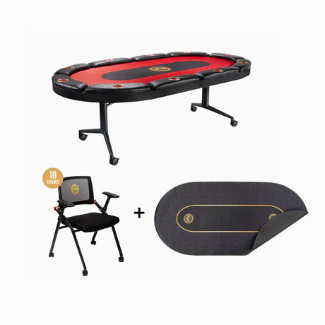 10 Player Poker Table + 10 Chairs + 1 Extra Mat