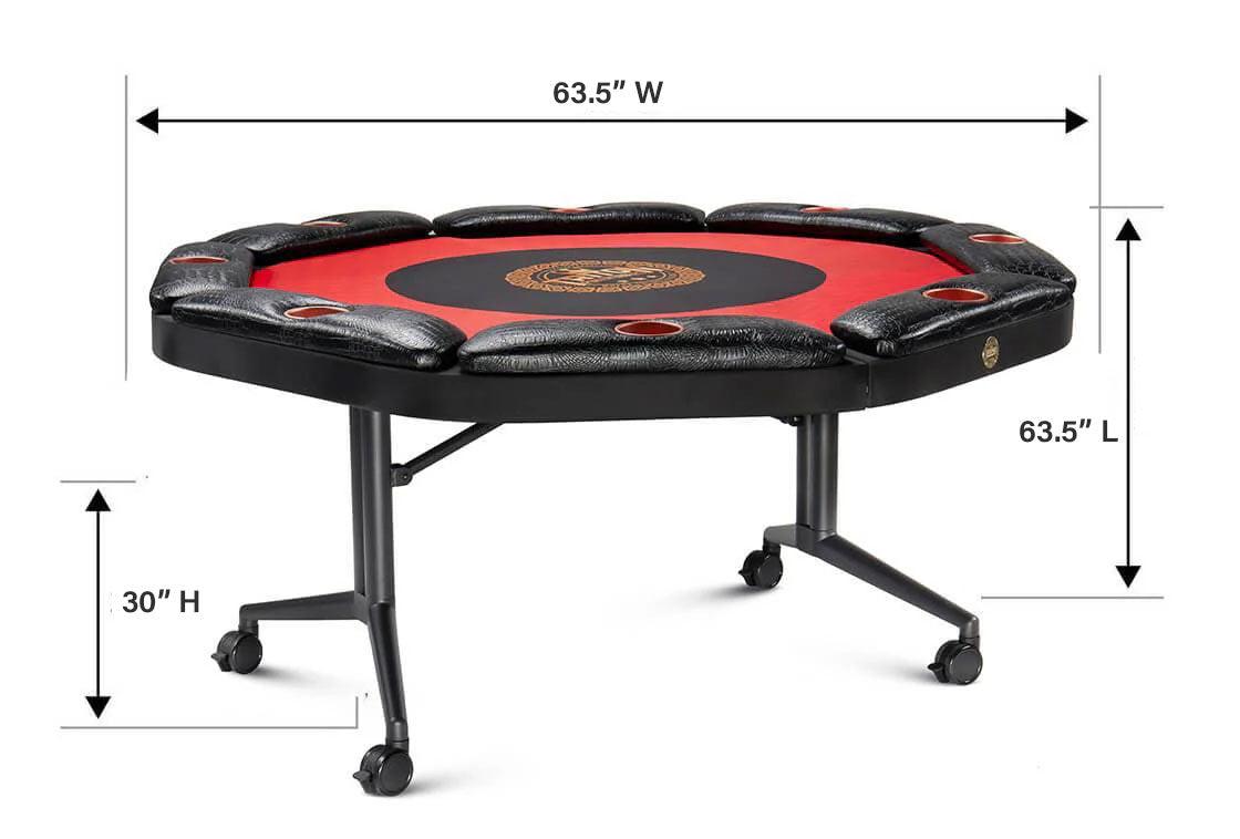 8 Player Poker Table + 8 Chairs + 1 Extra Mat
