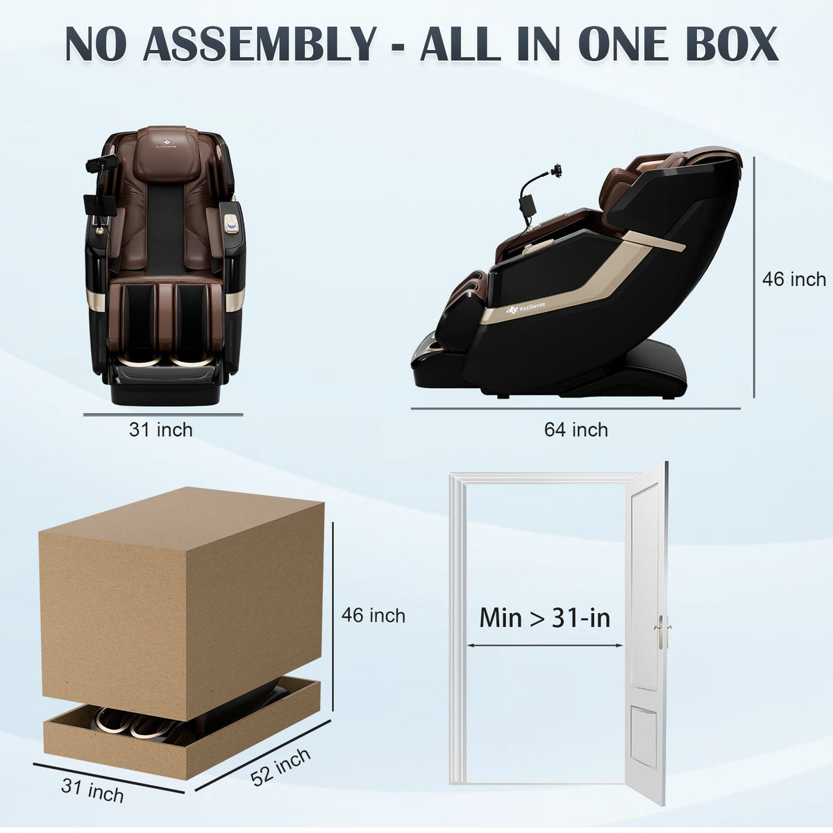 KoziSense KZ-313 Heated Jade Stone Massage Chair | 3D Full Body| Zero Gravity| Back Pain Relief| Heat Therapy