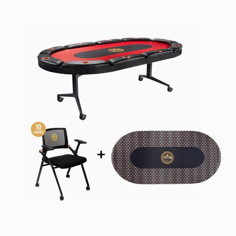 10 Player Poker Table + 10 Chairs + 1 Extra Mat
