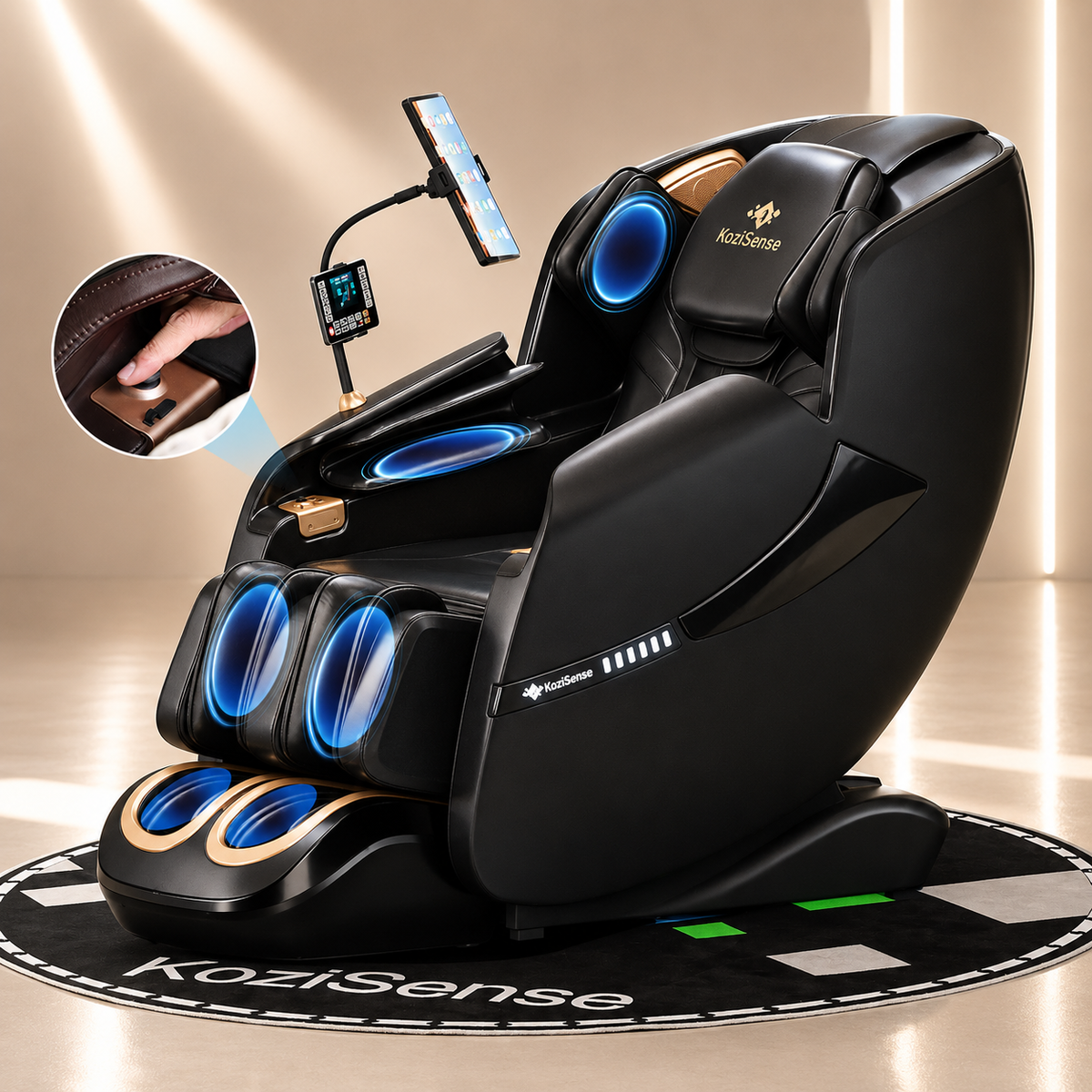 KoziSense KZ-A18 3D SL Track Massage Chair | Full Body Zero Gravity, No Assembly Required, Back Pain Relief - (Black and Brown)