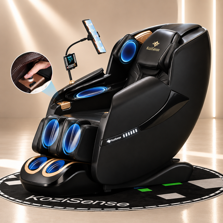 KoziSense KZ-A18 3D SL Track Massage Chair | Full Body Zero Gravity, No Assembly Required, Back Pain Relief - (Black and Brown)