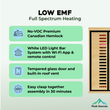 Everest 2-Person Full Spectrum Infrared Sauna with Full-Body Medical-Grade Red Light Therapy & Smart WiFi App Control