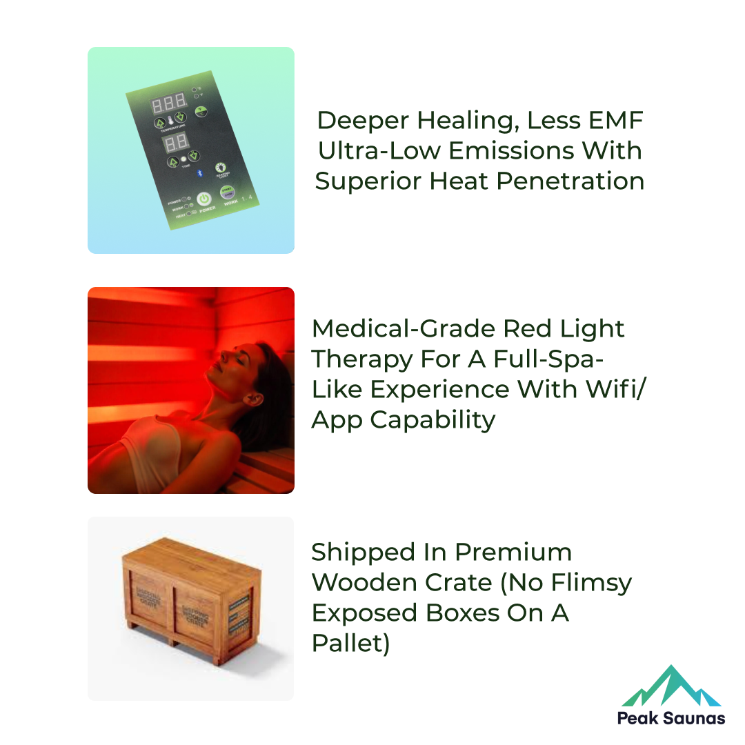 Fuji 2-Person Full Spectrum Infrared Sauna with Full-Body Medical-Grade Red Light Therapy & Smart WiFi App Control