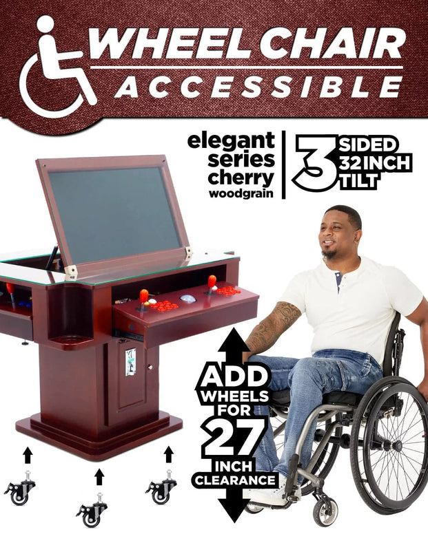 Elegant Tilt Cherrywood Cocktail Arcade Machine