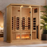 Golden Designs 4-Person Full Spectrum Near Zero EMF FAR Infrared Sauna with Himalayan Salt – Canadian Hemlock