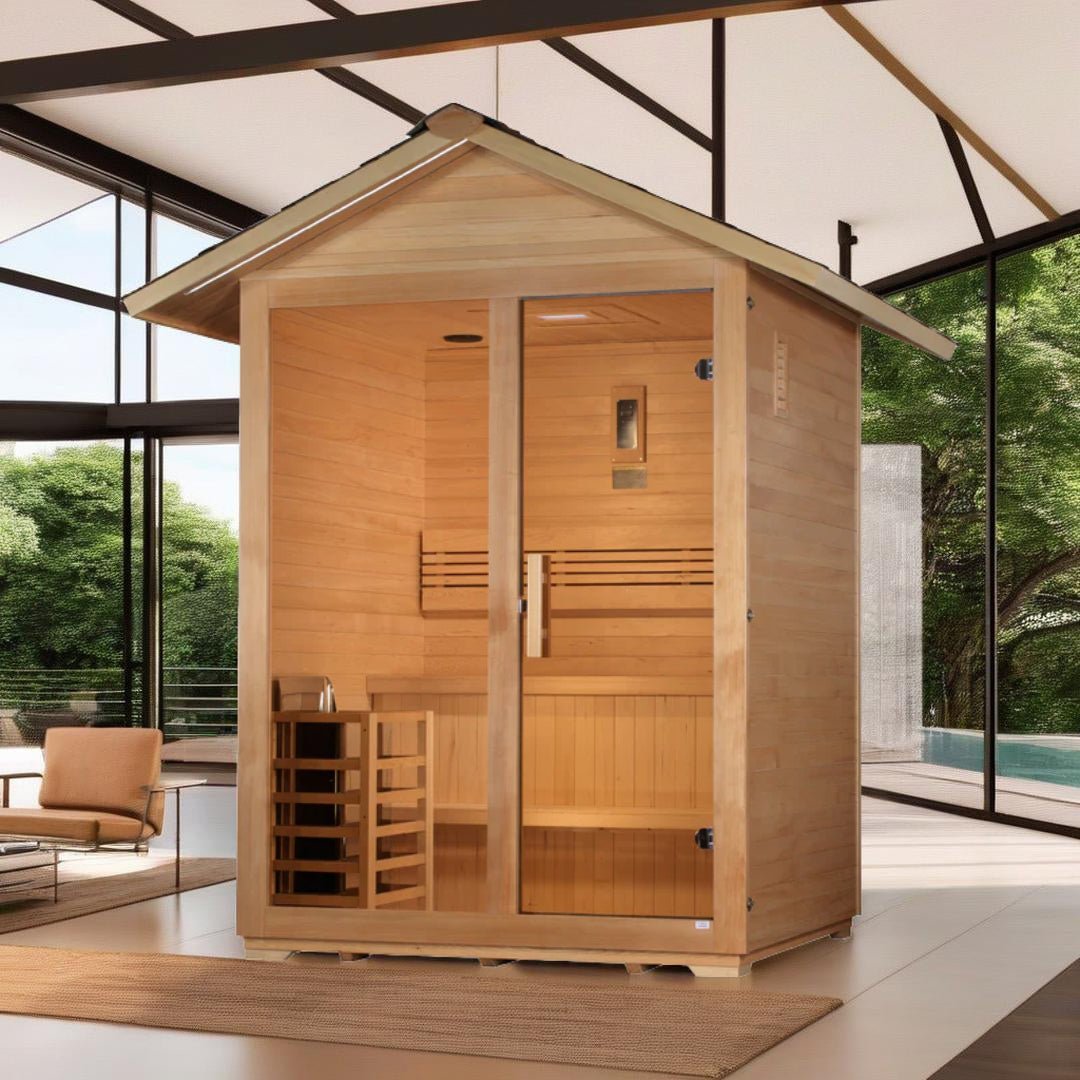 Golden Designs "Arlberg" 3-Person Traditional Outdoor Sauna - Canadian Hemlock