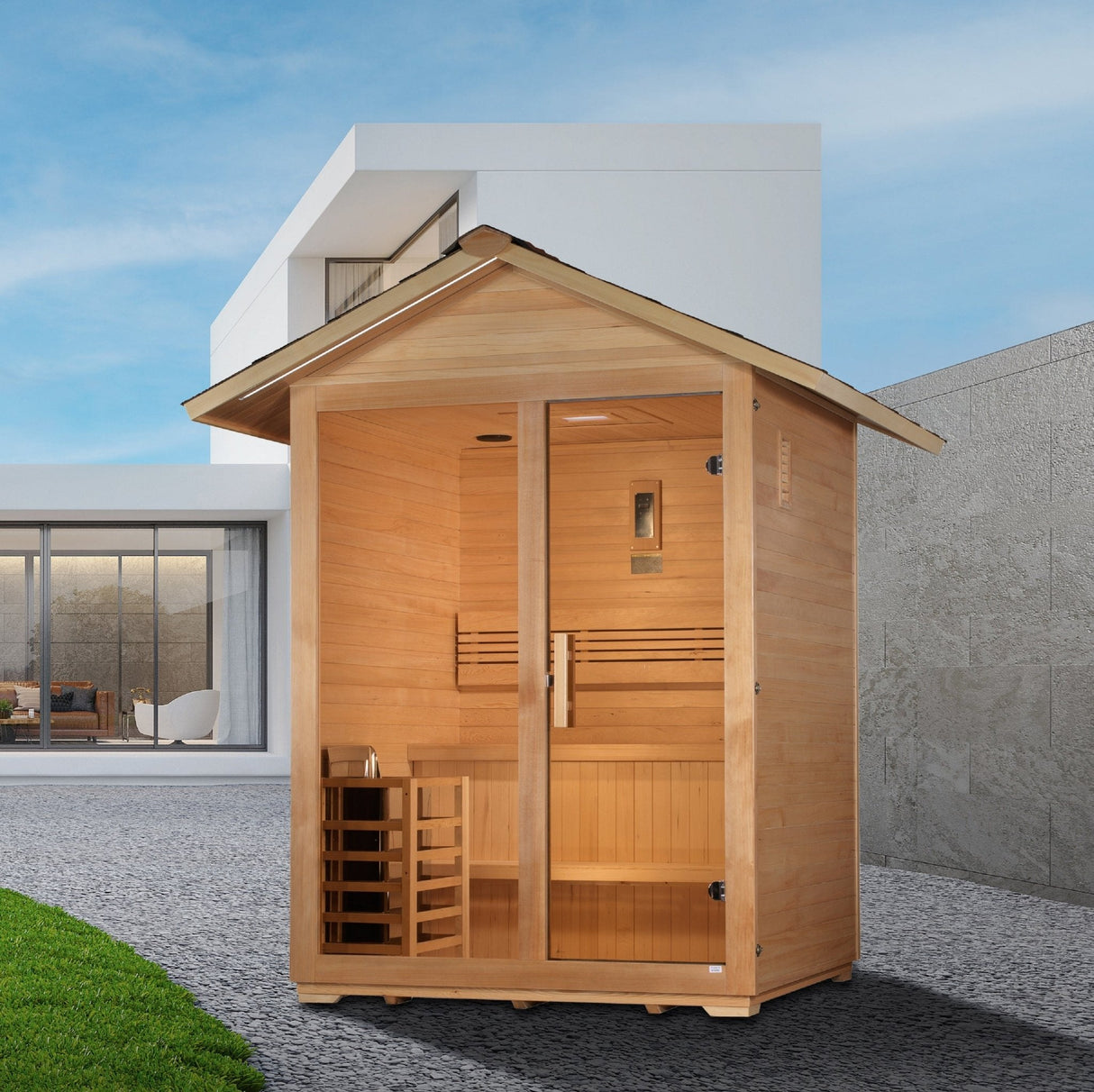 Golden Designs "Arlberg" 3-Person Traditional Outdoor Sauna - Canadian Hemlock