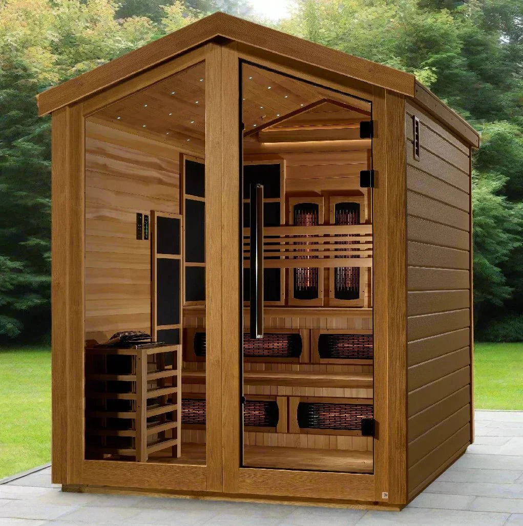 Golden Designs Kaskinen 6-Person Hybrid Outdoor Sauna – Canadian Red Cedar Interior