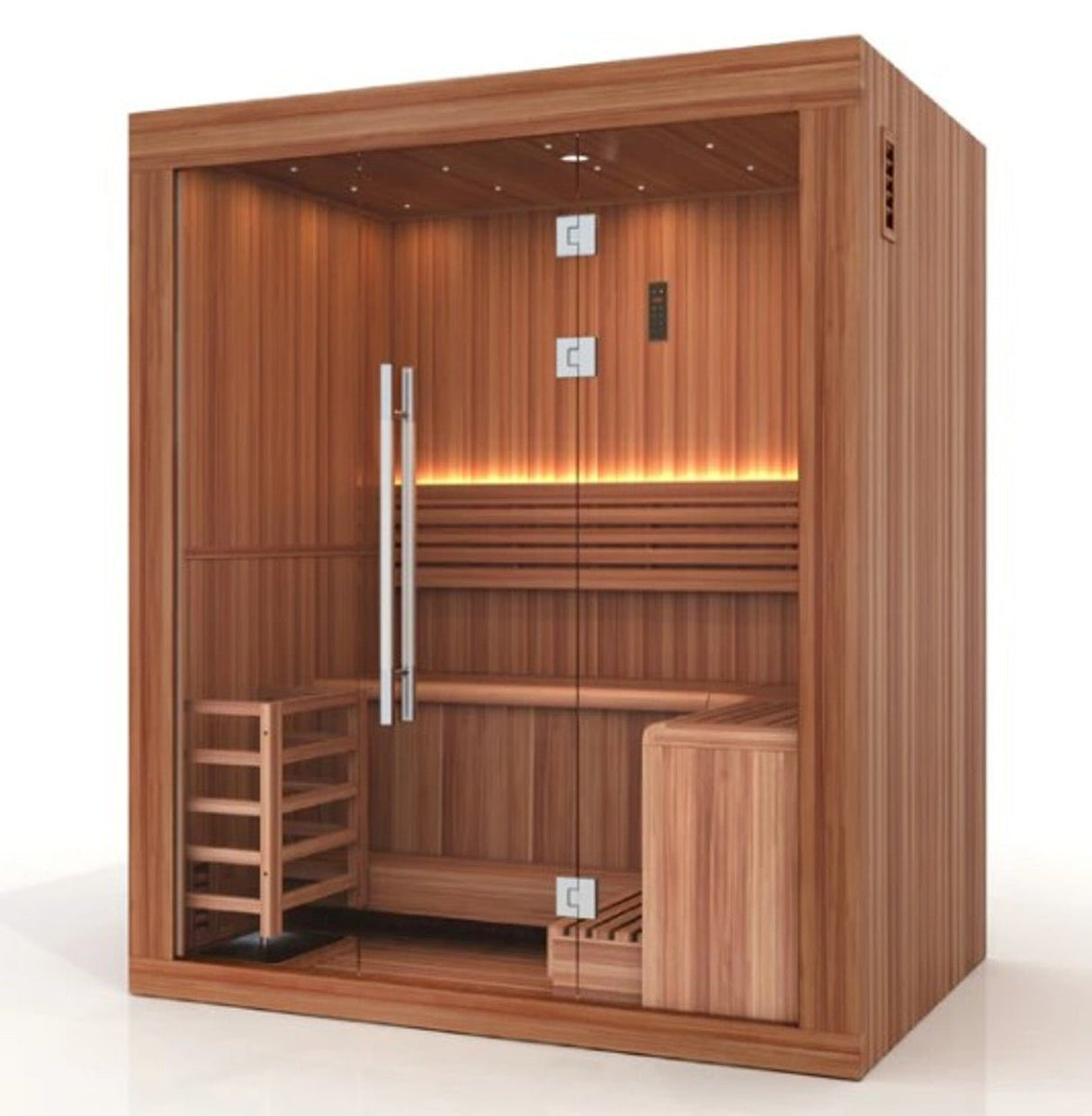 Golden Designs "Sundsvall Edition" 2 Person Traditional Sauna - Canadian Red Cedar Interior and Pacific Premium Clear Cedar Exterior