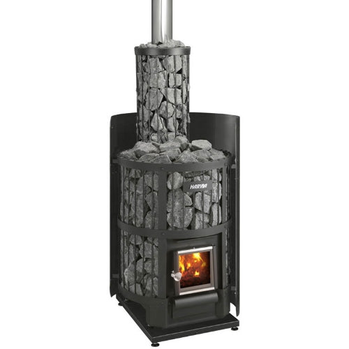 Harvia Legend 150 SS WH Sauna Stove Package – 16kW Wood-Burning Sauna Heater with Water Tank & Chimney Kit