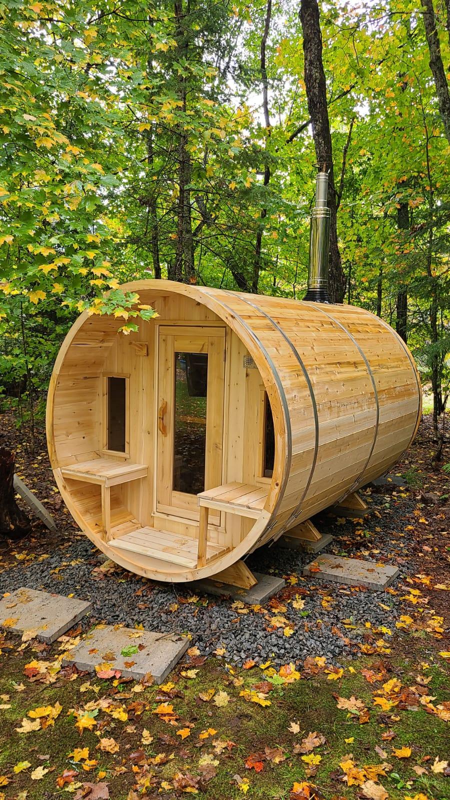 LeisureCraft Tranquility Barrel Sauna for up to 8 People | Premium Canadian Cedar